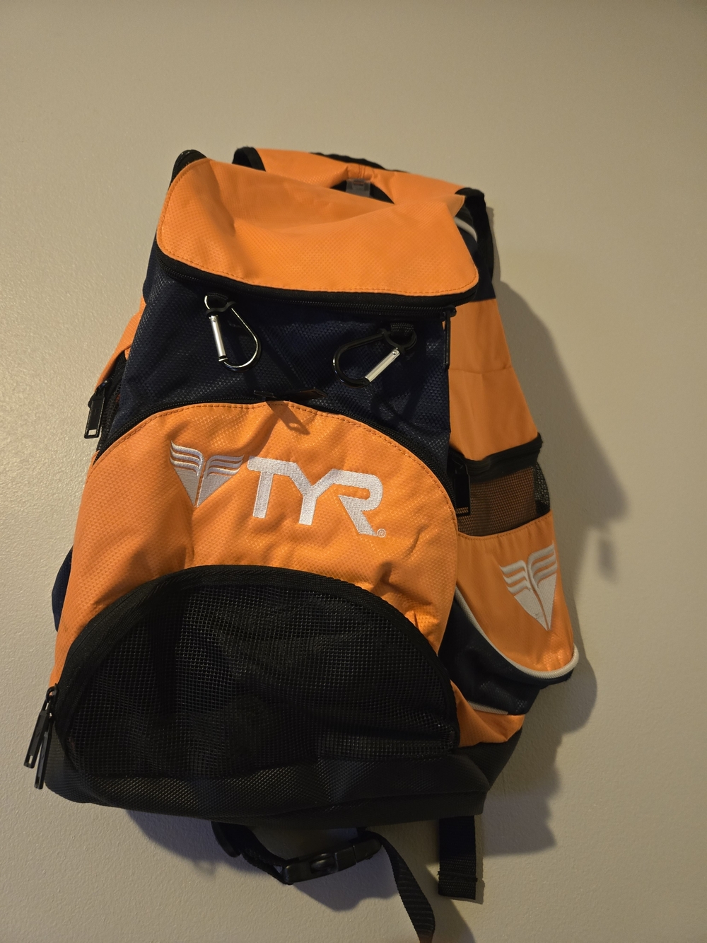 TYR Orange Black Navy Swimmer Backpack